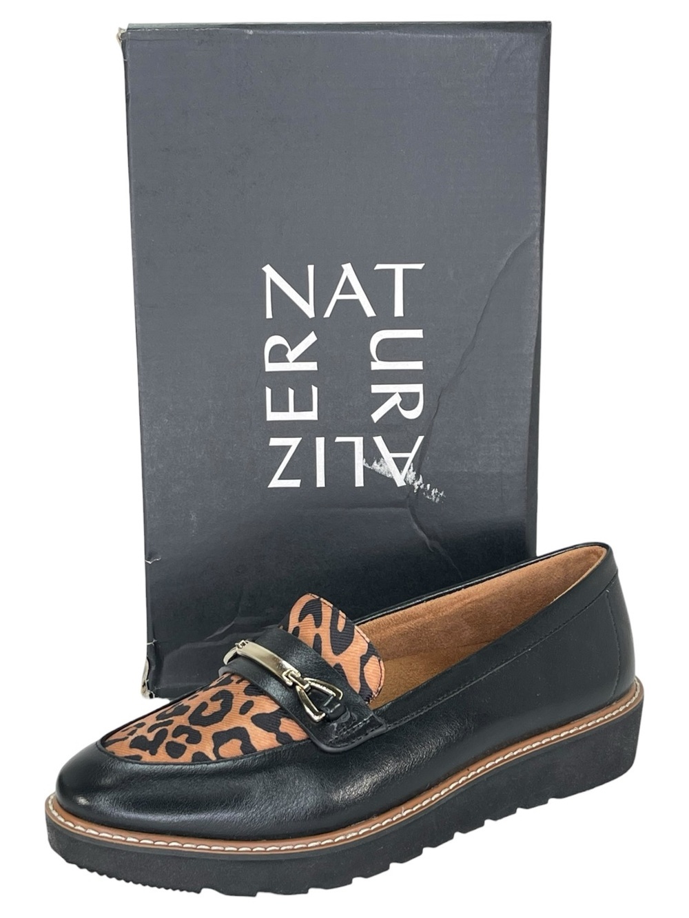 Naturalizer Elin Black Leopard Faux Leather Womens Penny Loafers Size 7M - Picture 11 of 11